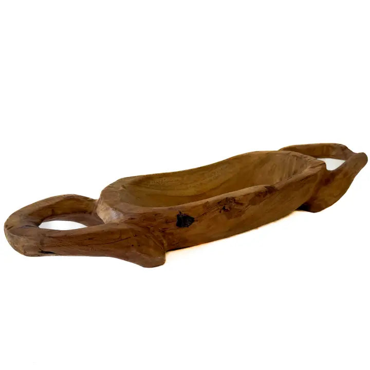 Sculpted by hand-Teak Handle Bowl