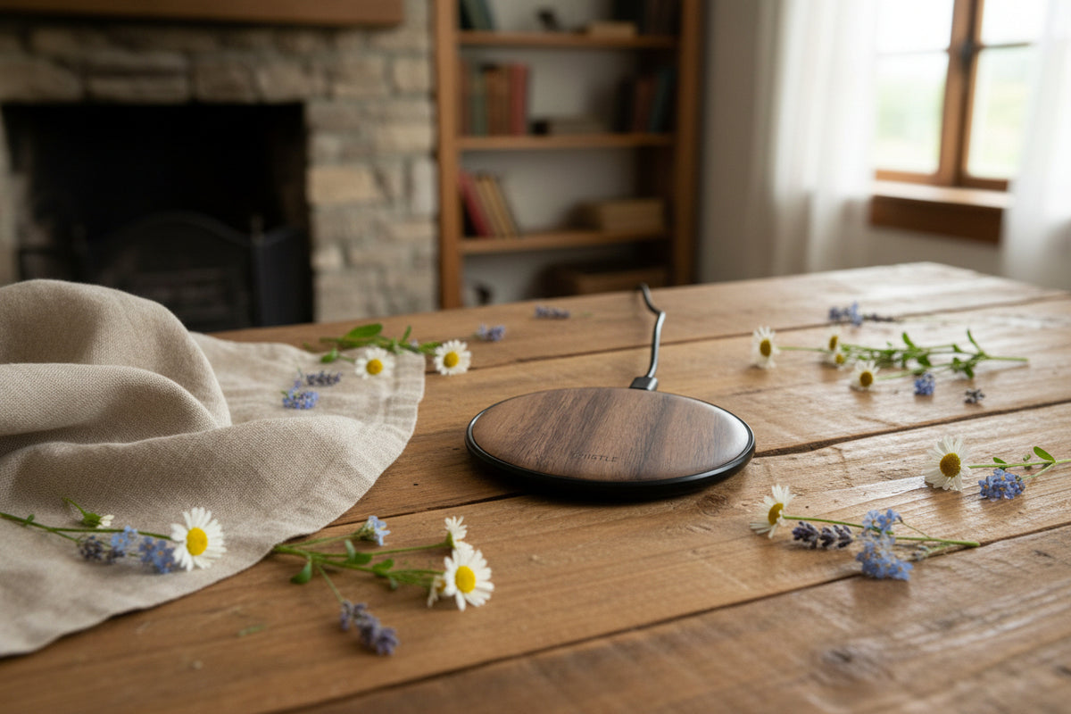 Walnut Wood Wireless Charger for Home and Office