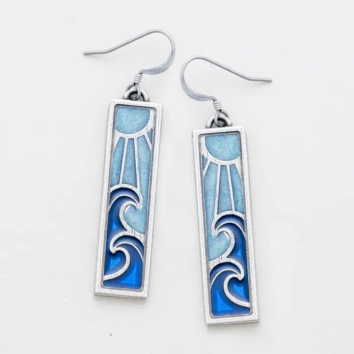 Danforth Pewter Wavesong / Bluebird Dangle Earrings