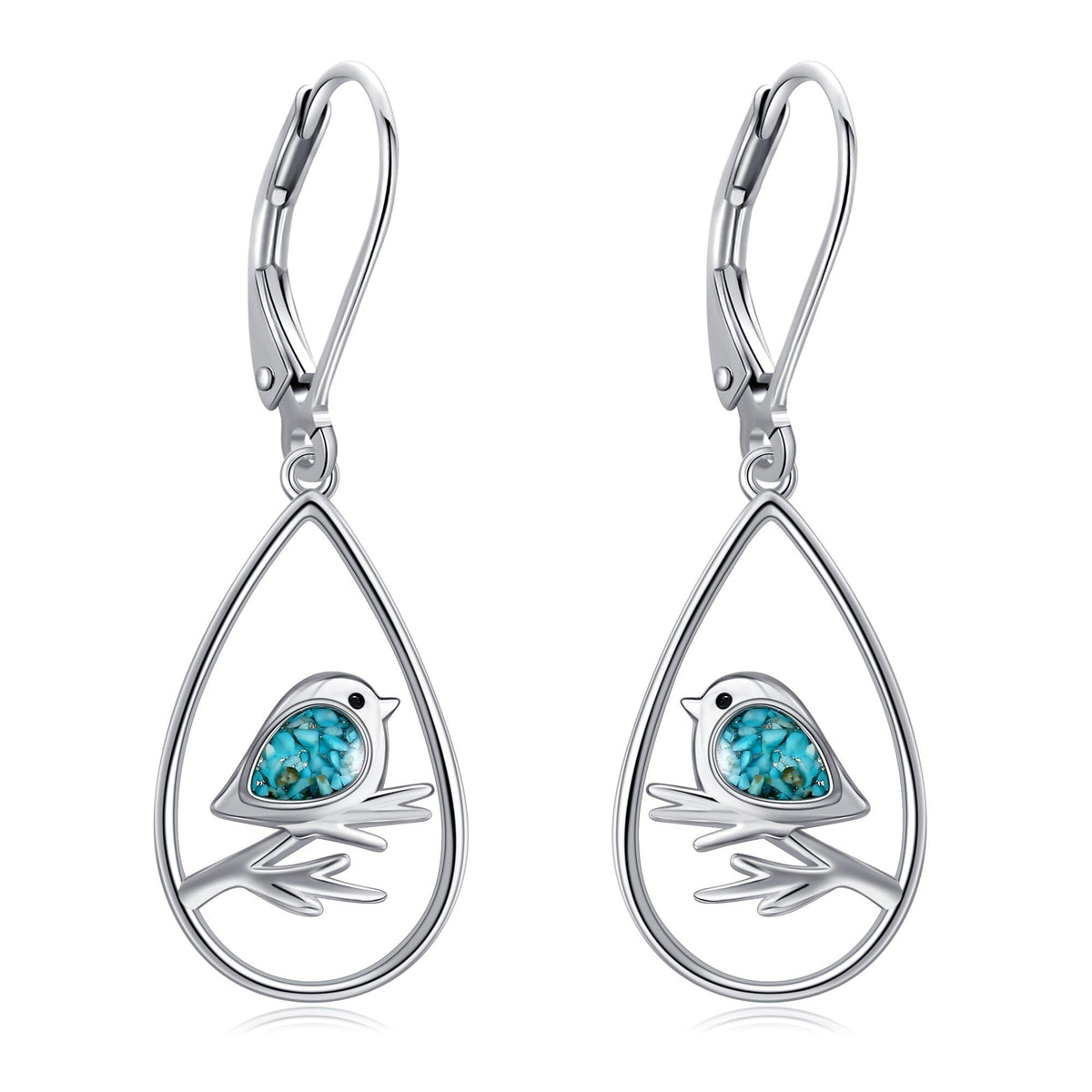 Bird Earrings Sterling Silver Turquoise Bird Earrings for Women Bird Jewelry for Bird Lover