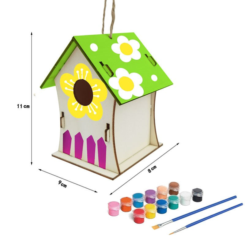 Floral Wooden Birdhouse Craft for Kids