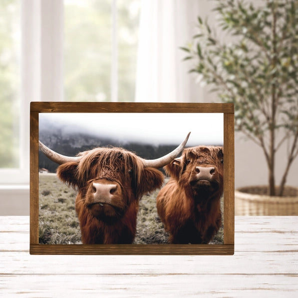 Handmade Double Trouble Highland Cows Framed Print