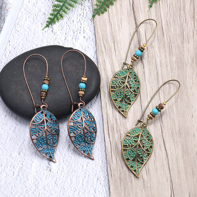 Openwork Leaf Drop Earrings