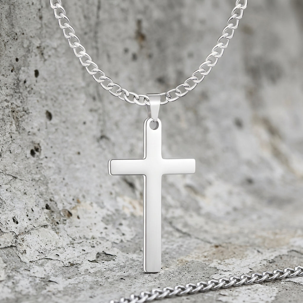 Classic Men’s Stainless Steel Cross Necklace