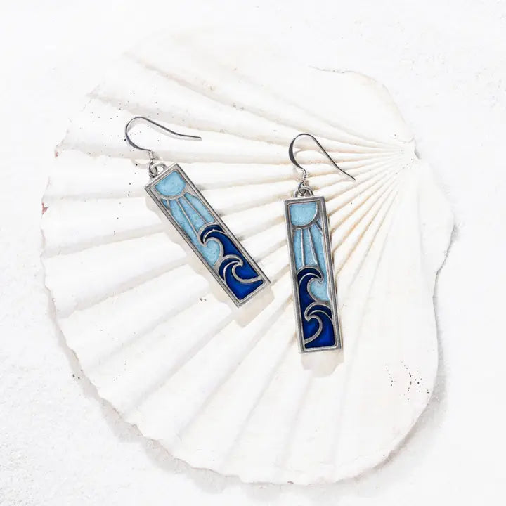 Danforth Pewter Wavesong / Bluebird Dangle Earrings