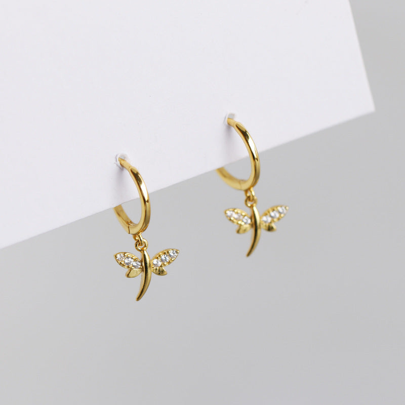 Sterling Silver Dragonfly Hoop Earrings