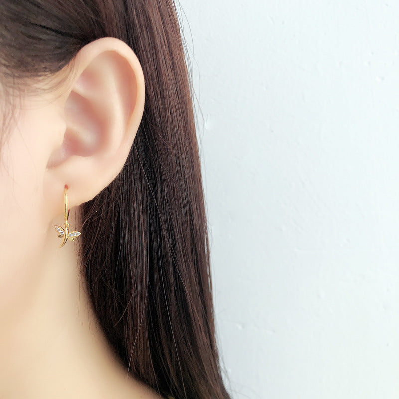 Sterling Silver Dragonfly Hoop Earrings