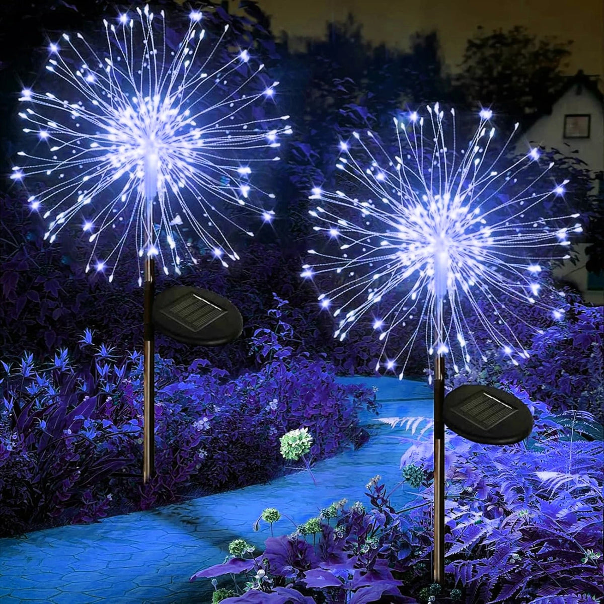 Solar Dandelion Firework Stake Lights – 60, 200 & 420 LED Garden Lawn Decor, IP65 Waterproof