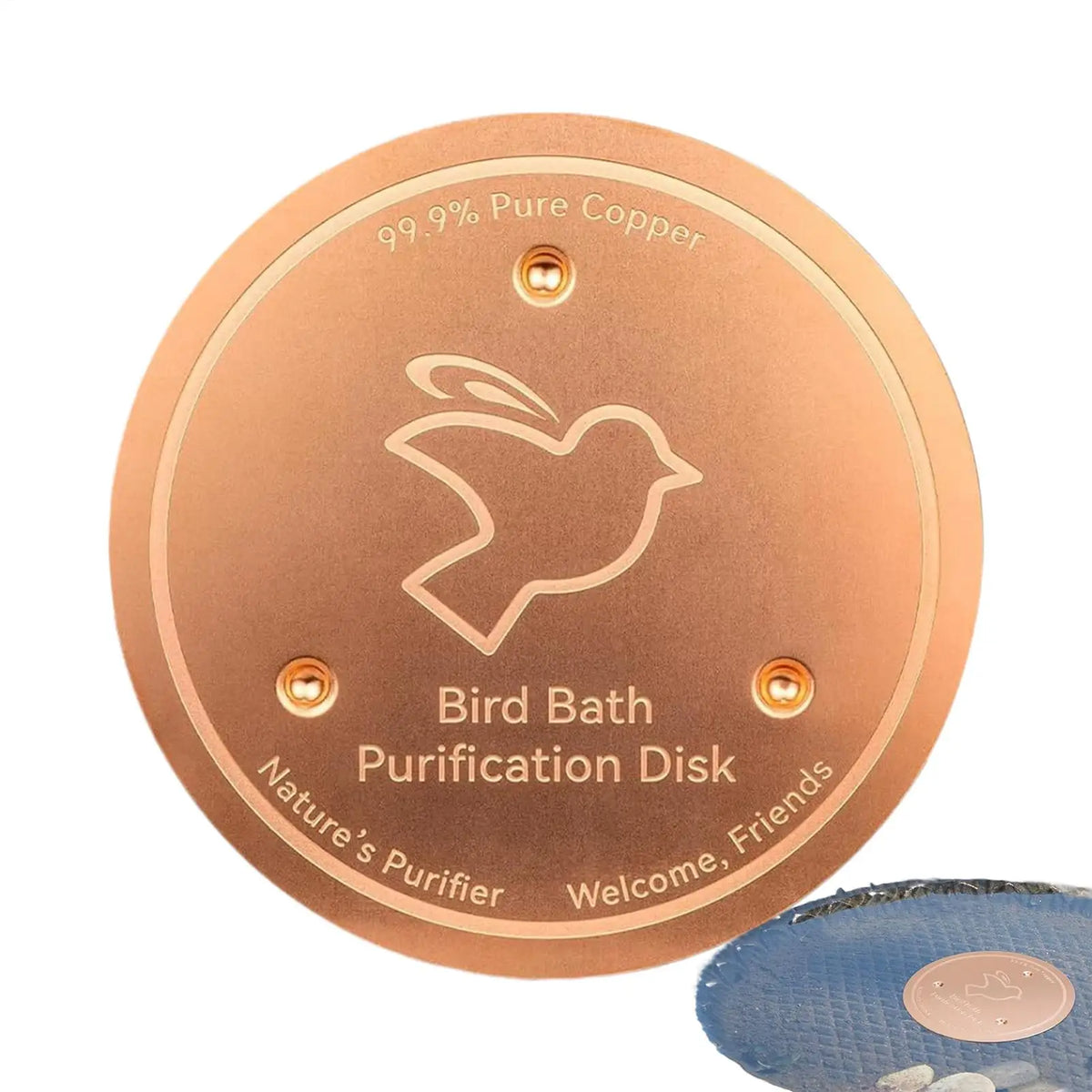 Copper Bird Bath Purifier Disk – Keeps Birdbath Water Clean & Fresh