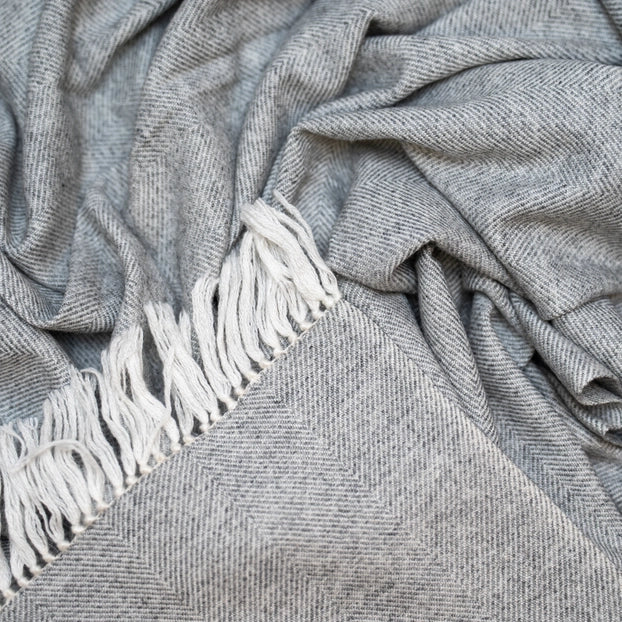 Luxury Herringbone Cashmere Blanket Throw