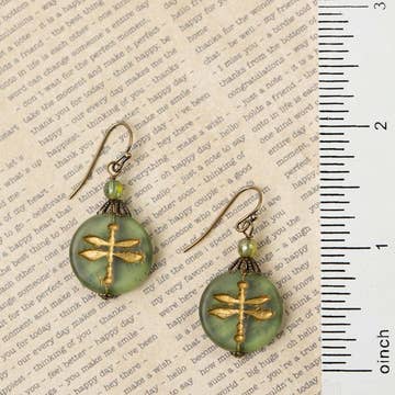 Handmade Dragonfly Czech Glass Earrings
