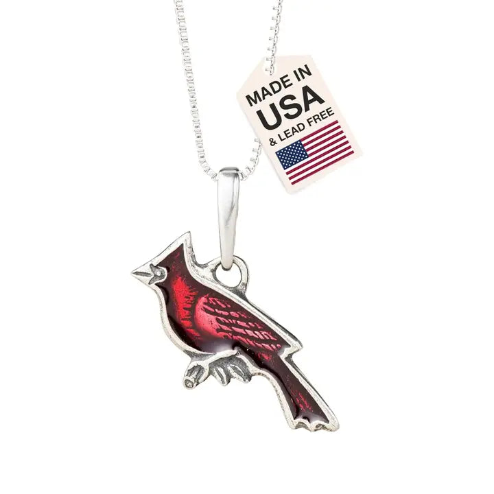 Danforth Pewter Cardinal Necklace with Sterling Silver Chain