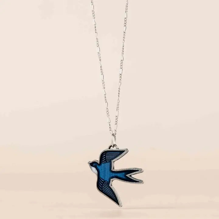 Swallowtail Pewter Bird Pendant Necklace