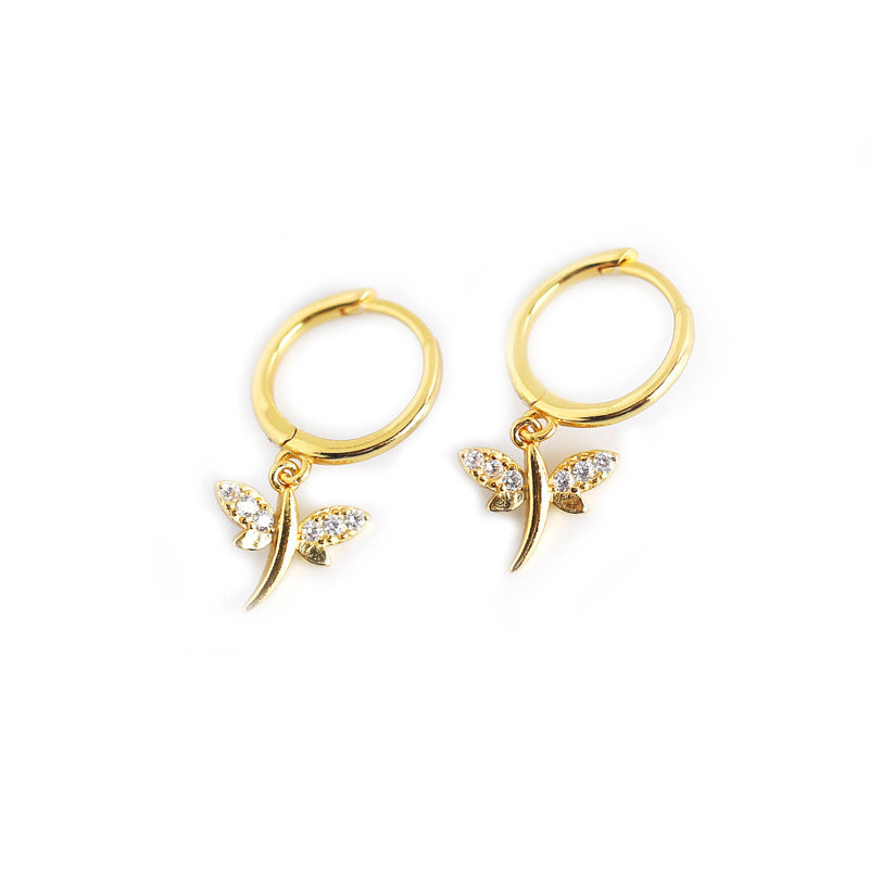 Sterling Silver Dragonfly Hoop Earrings
