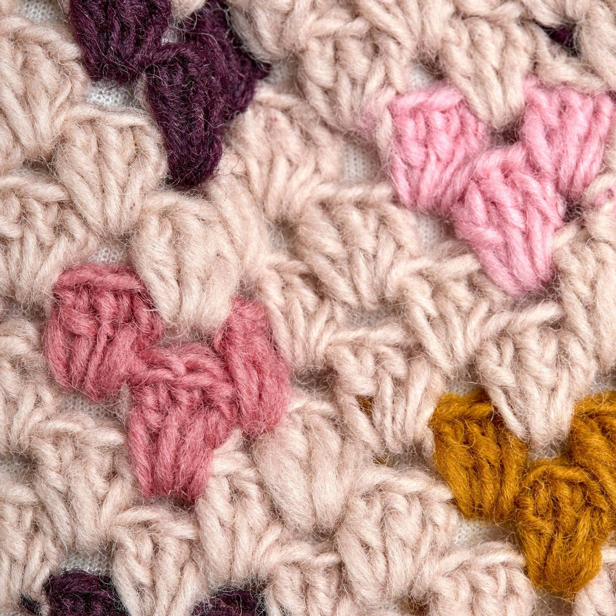 Carina Heart Crochet Wool Beanie with Wool Fleece Lining