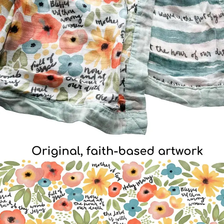 Watercolor Hail Mary Double-Sided Muslin Lap Blanket