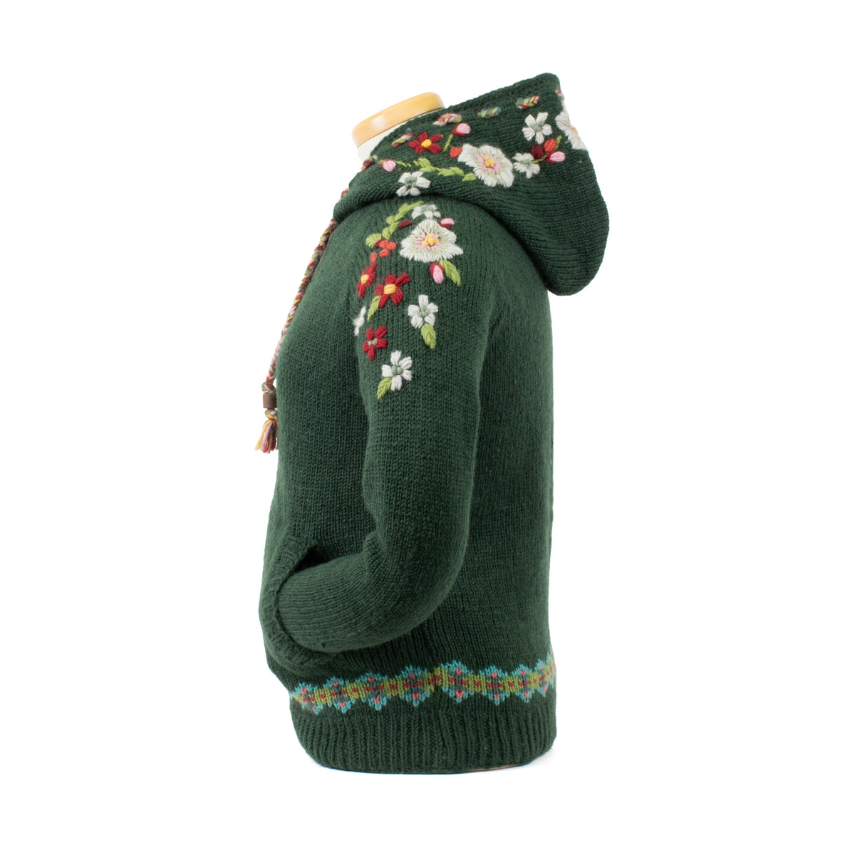 Wildflower Embroidered Wool Zip Hoodie Sweater