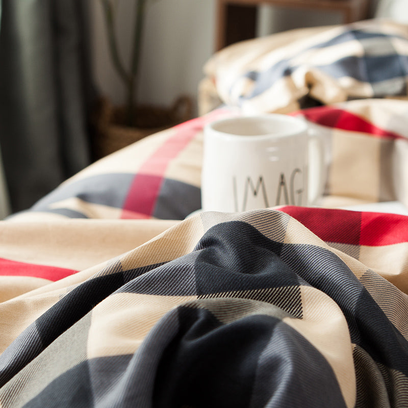Willow Drift -Brushed Cotton 4-Piece Bedding Set | Nordic Plaid