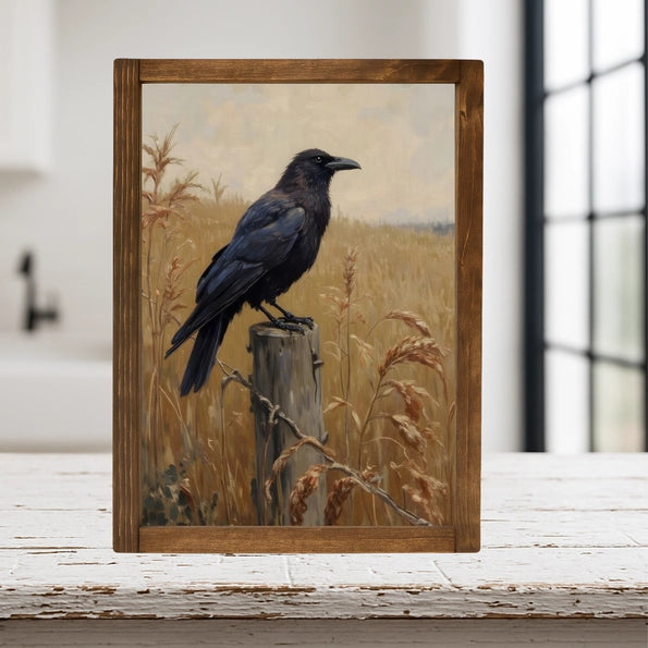 Handmade Harvest Black Crow Framed Sitter – 8 × 8