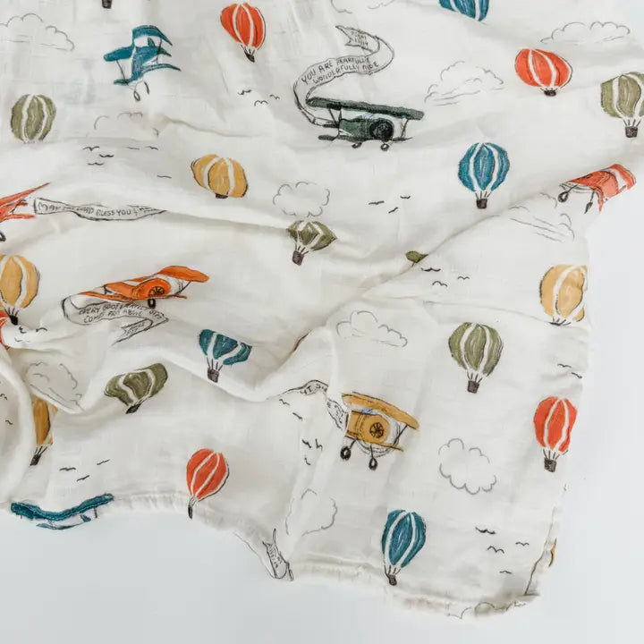 Scripture Planes Muslin Baby Swaddle