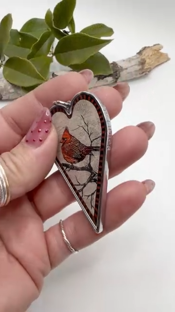 Cardinal Heart Pendant Necklace
