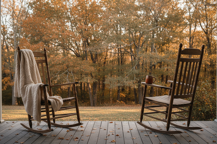 Empty Rockers Cottage Porch Fall