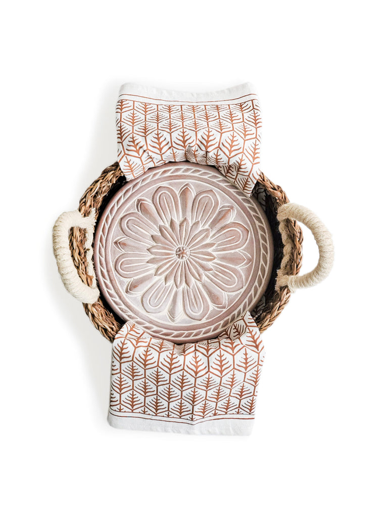 Vintage Flower Terracotta Bread Warmer Gift Set