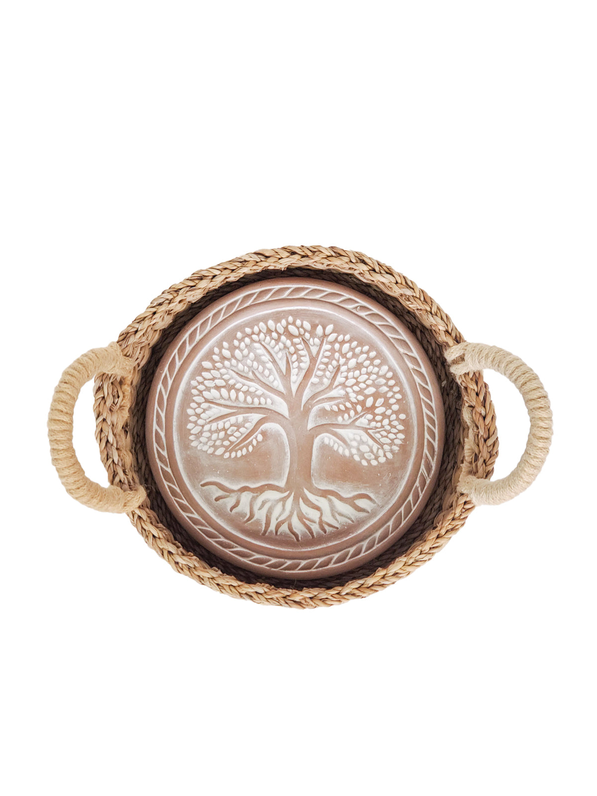 Tree of Life Terracotta Bread Warmer & Round Basket