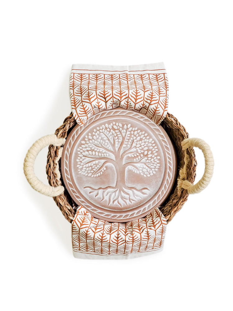 Tree of Life Terracotta Bread Warmer Gift Set