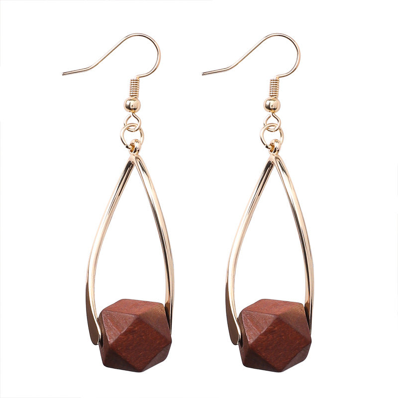 Geometric Wooden Statement Earrings