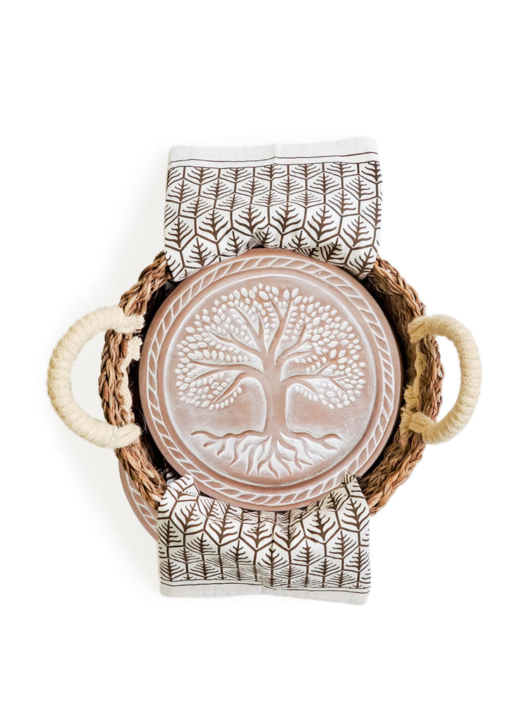 Tree of Life Terracotta Bread Warmer Gift Set