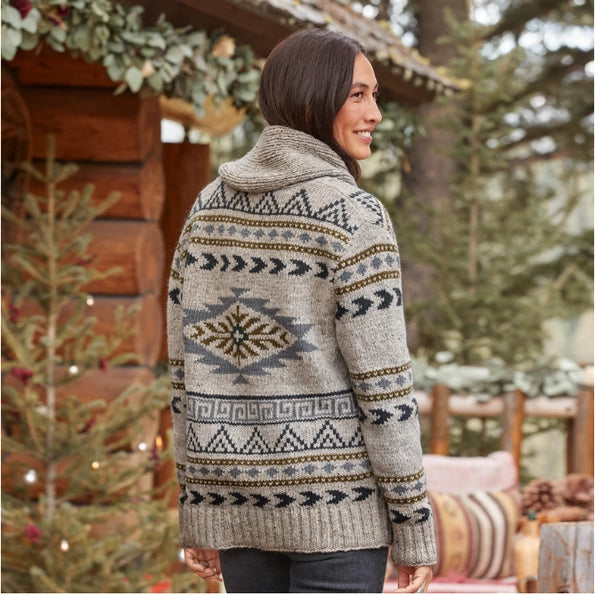 Penguins Aplenty Oversized Wool Cardigan Sweater
