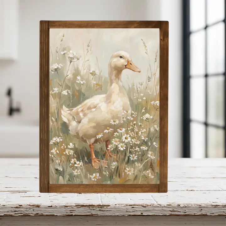 Handmade Wildflower Duck Framed Sitter – 8 × 8