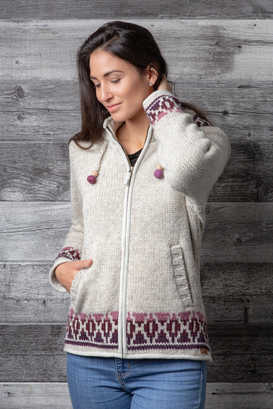 Misty Wool Knit Sweater with Lined Hood