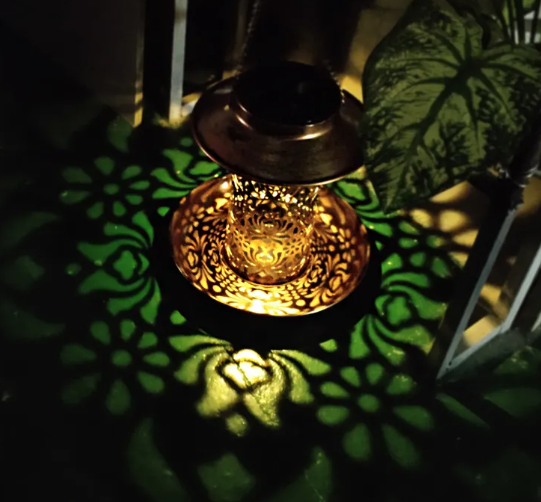Copper-Tone Solar Bird Feeder with Warm-White Light