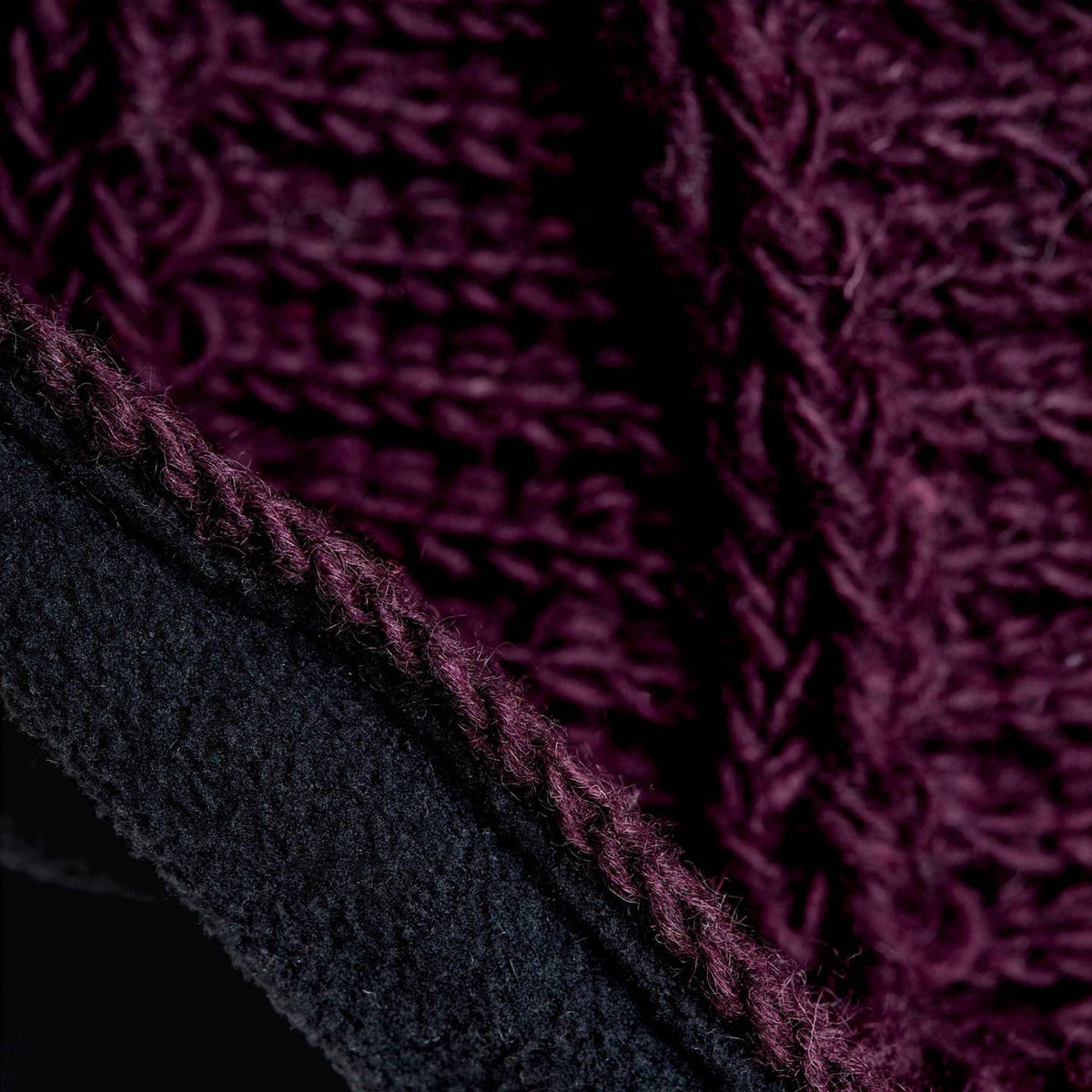 Ribbed Handmade Wool Pom Beanie with Fleece Lining