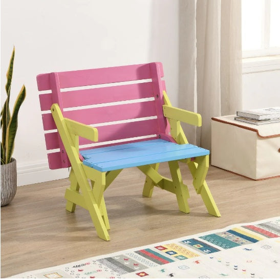 Kids’ Wooden Table & Two-Bench Set
