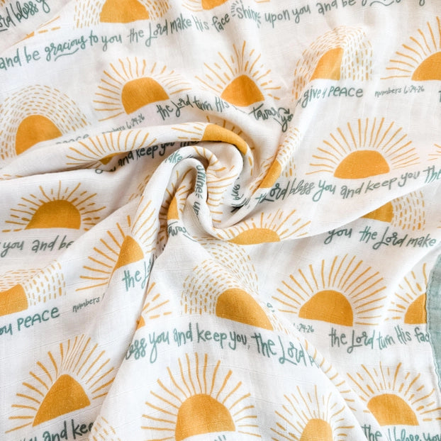 The Blessing Double-Sided Muslin Lap Blanket