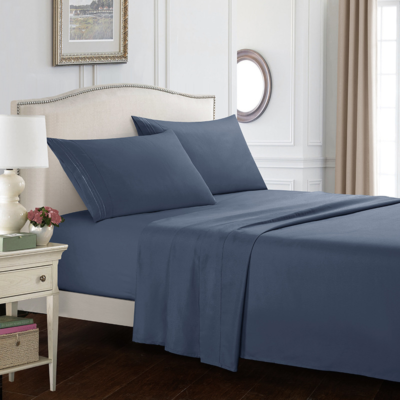 Queen Size Four-piece Set Embroidered Solid Color Bed Goods