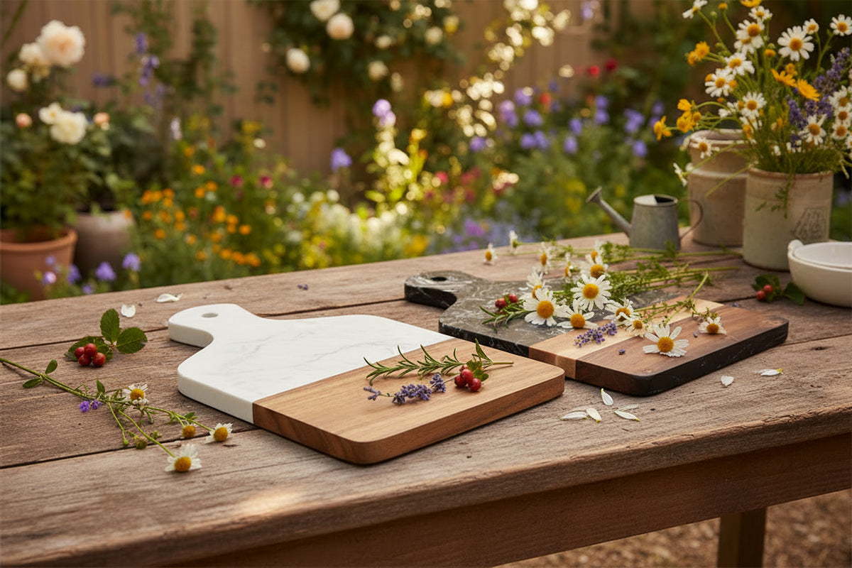 Natural Marble and Acacia Wood Chopping Board