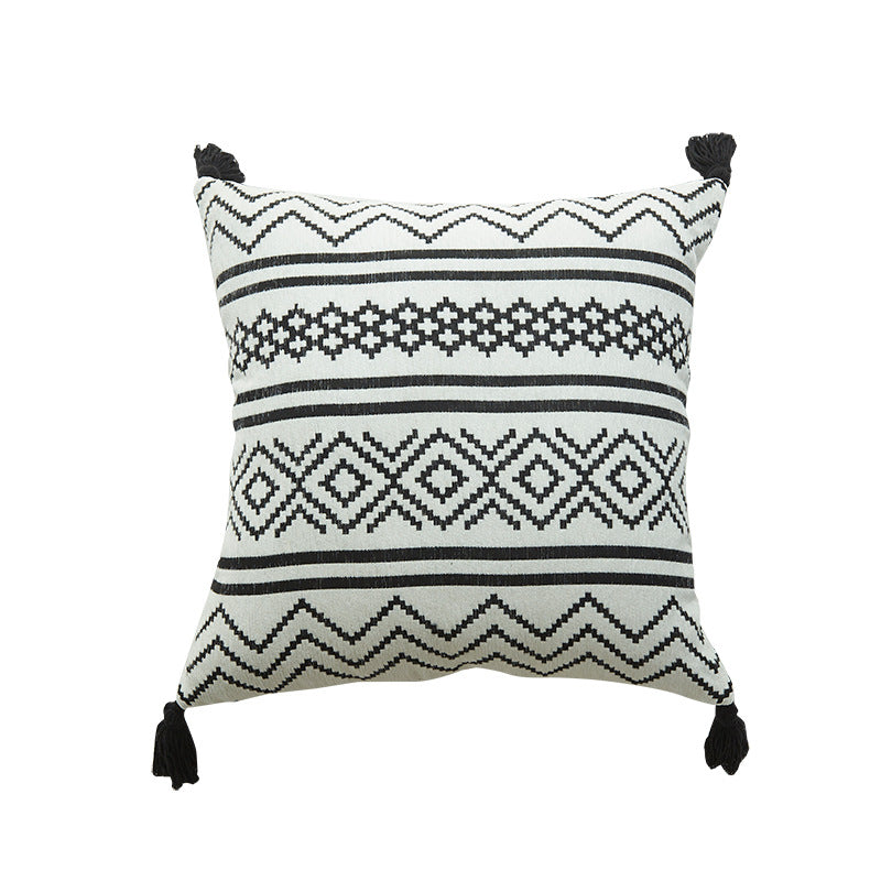 Black & White Tassel Pillow Cover