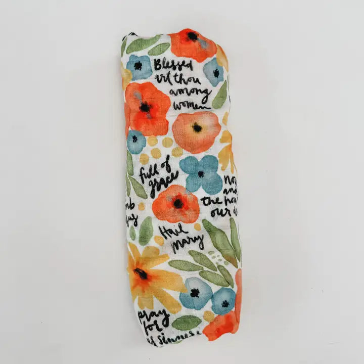 Watercolor Hail Mary Muslin Baby Swaddle