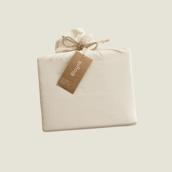 Blaynk Organic Cotton Sateen Fitted Crib Sheets, Beige