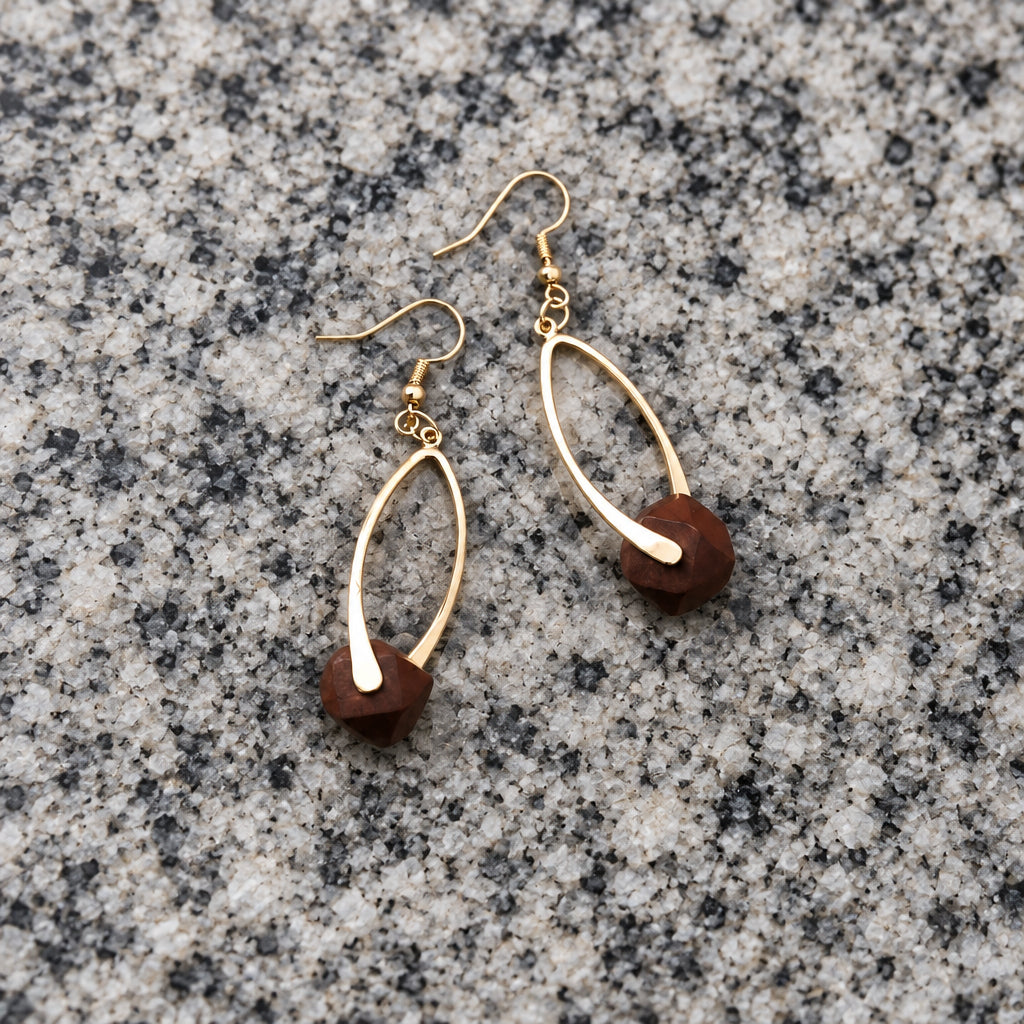 Geometric Wooden Statement Earrings