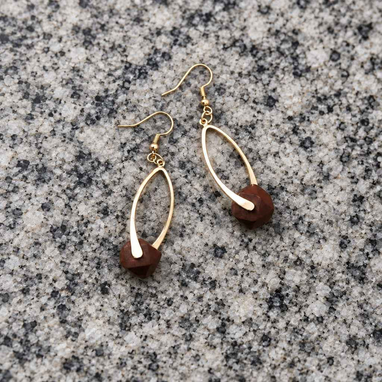 Geometric Wooden Statement Earrings