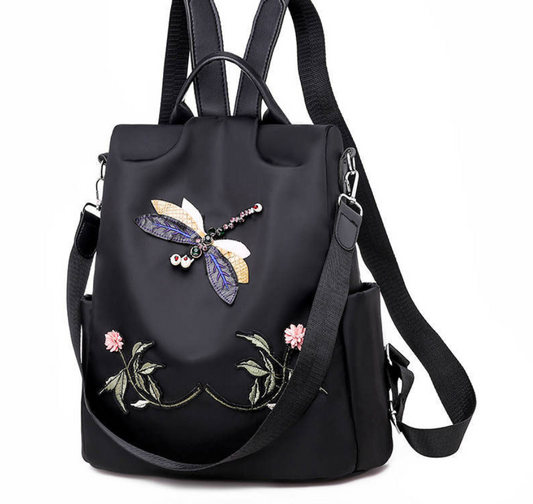 Embroidered Dragonfly Oxford Cloth Backpack
