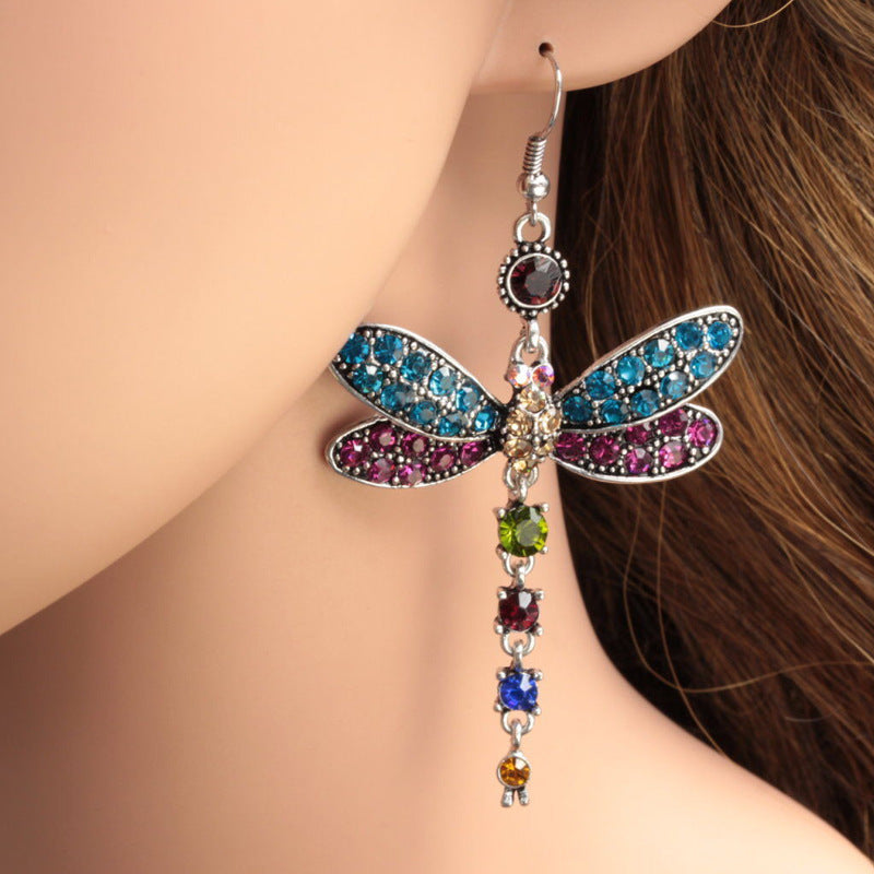 Vintage-Style Dragonfly Drop Earrings