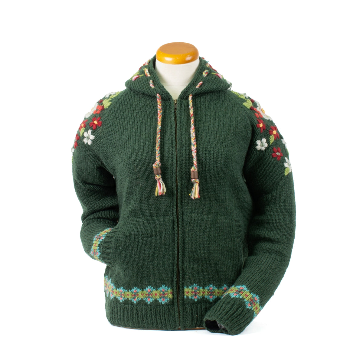Wildflower Embroidered Wool Zip Hoodie Sweater