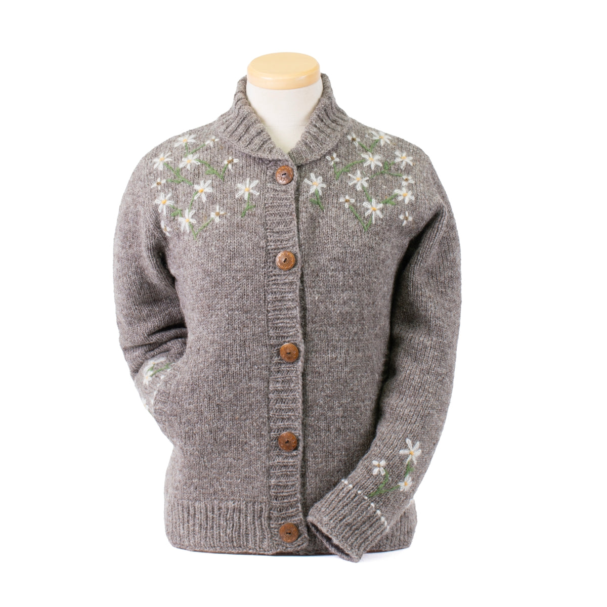 Lucky Daisy Embroidered Wool Cardigan