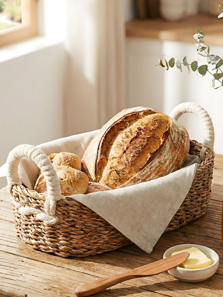Flower Terracotta Bread Warmer & Seagrass Basket